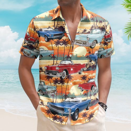 Custom Vintage Cars Photo Muscle Cars For Men, Husband - Custom Photo Hawaiian Shirt